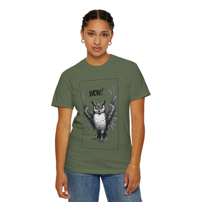 Owl Graphic T-Shirt — 'WOW!' Illustrated Night Owl Tee