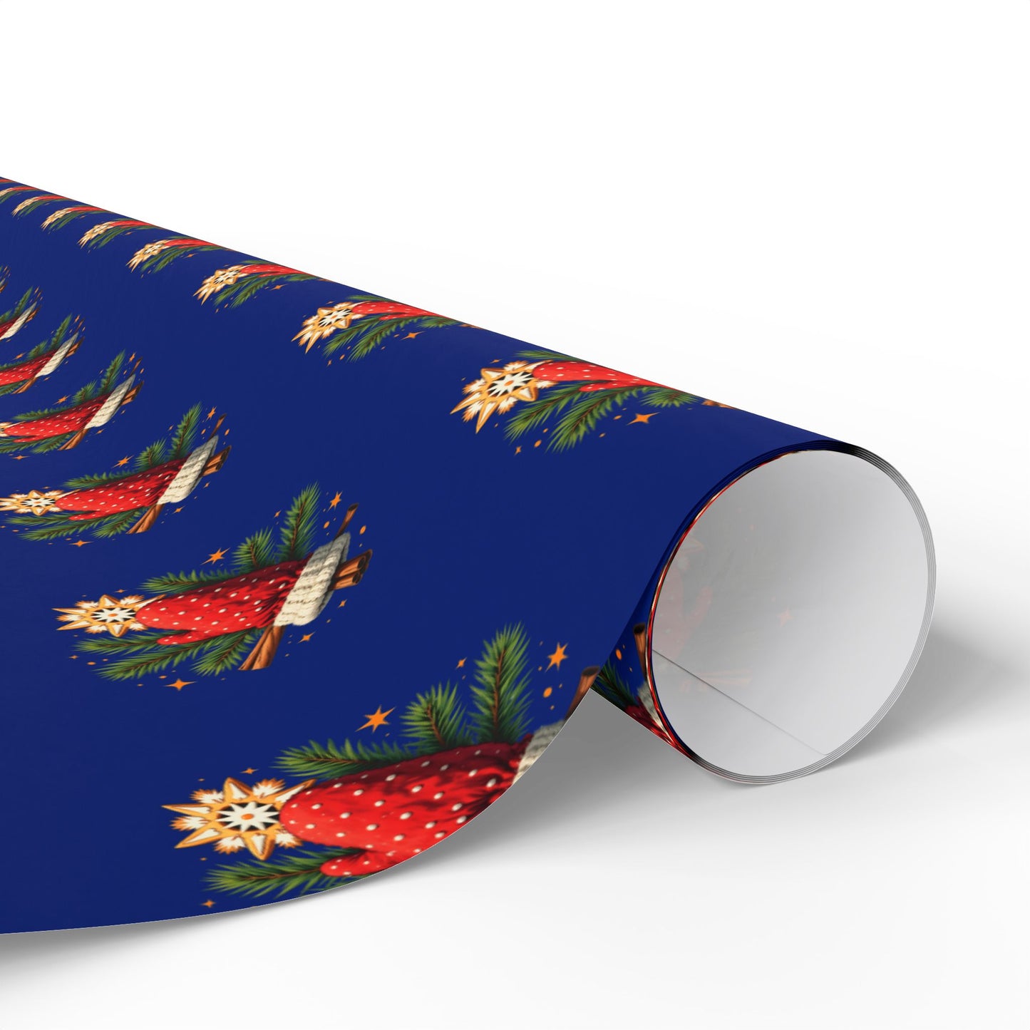 Strawberry Floral Wrapping Paper Roll — Blue Fruit Pattern Gift Wrap for Birthdays & Holidays