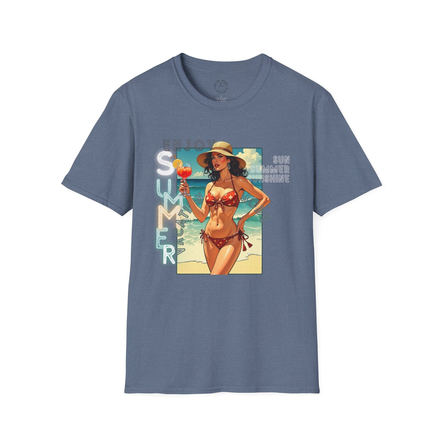 Enjoy Summer Vintage T-Shirt - Unisex Softstyle Tee for Beach Lovers