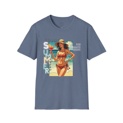 Enjoy Summer Vintage T-Shirt - Unisex Softstyle Tee for Beach Lovers