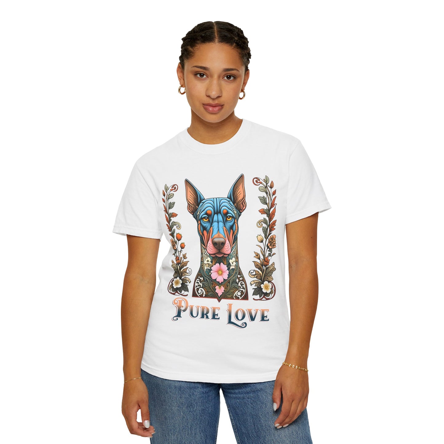 Unisex Pure Love Dog T-shirt - Vibrant Floral Design for Dog Lovers