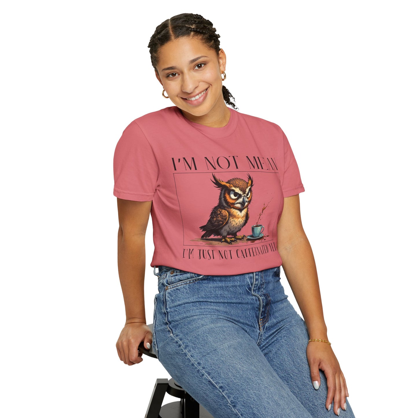 I'm Not Mean Owl T-Shirt — Funny Coffee Owl Tee for Coffee Lovers