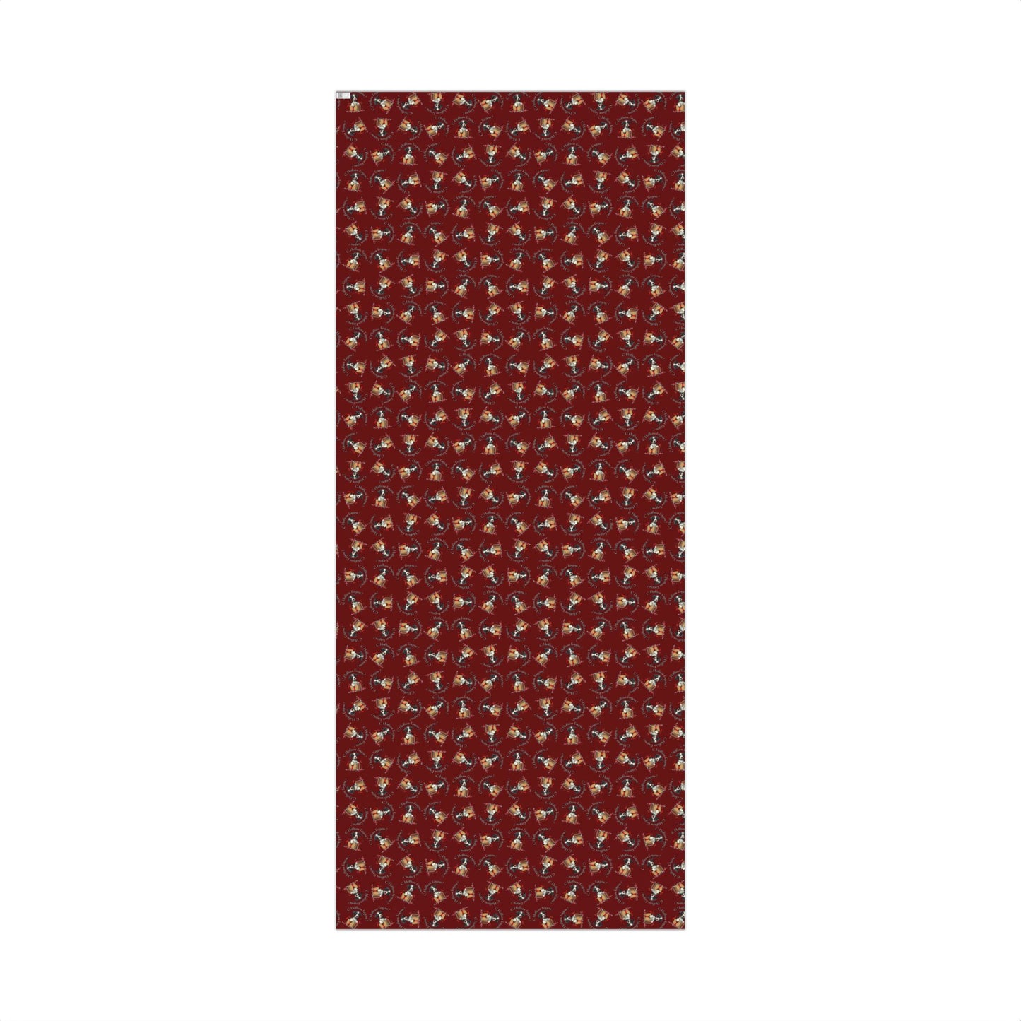 Christmas Gift Wrap Paper - Festive Santa & Gifts Pattern on Burgundy