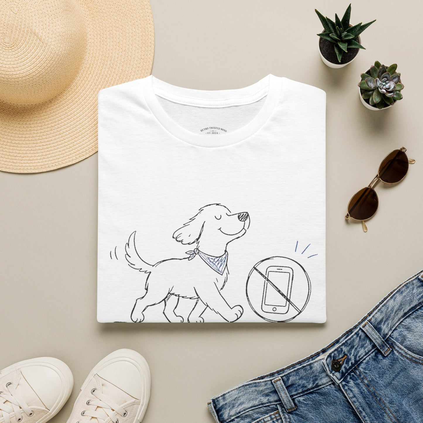 Less Scrolling, More Strolling Dog T-Shirt