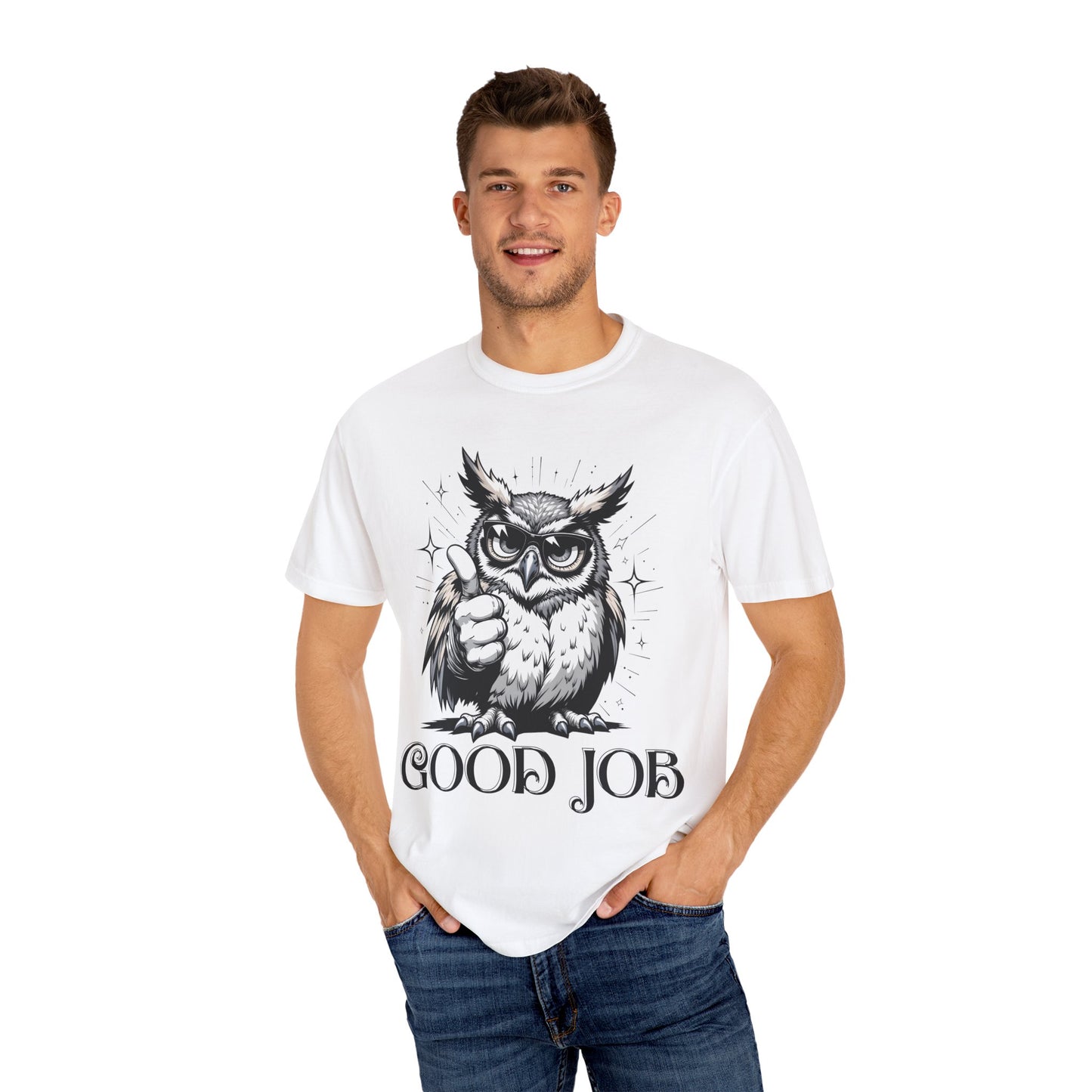 Good Job Owl T-Shirt — Thumbs-Up Retro Owl Graphic Tee