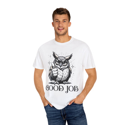 Good Job Owl T-Shirt — Thumbs-Up Retro Owl Graphic Tee