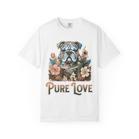 Pure Love Unisex Dog T-Shirt - Floral Graphic Tee for Pet Lovers