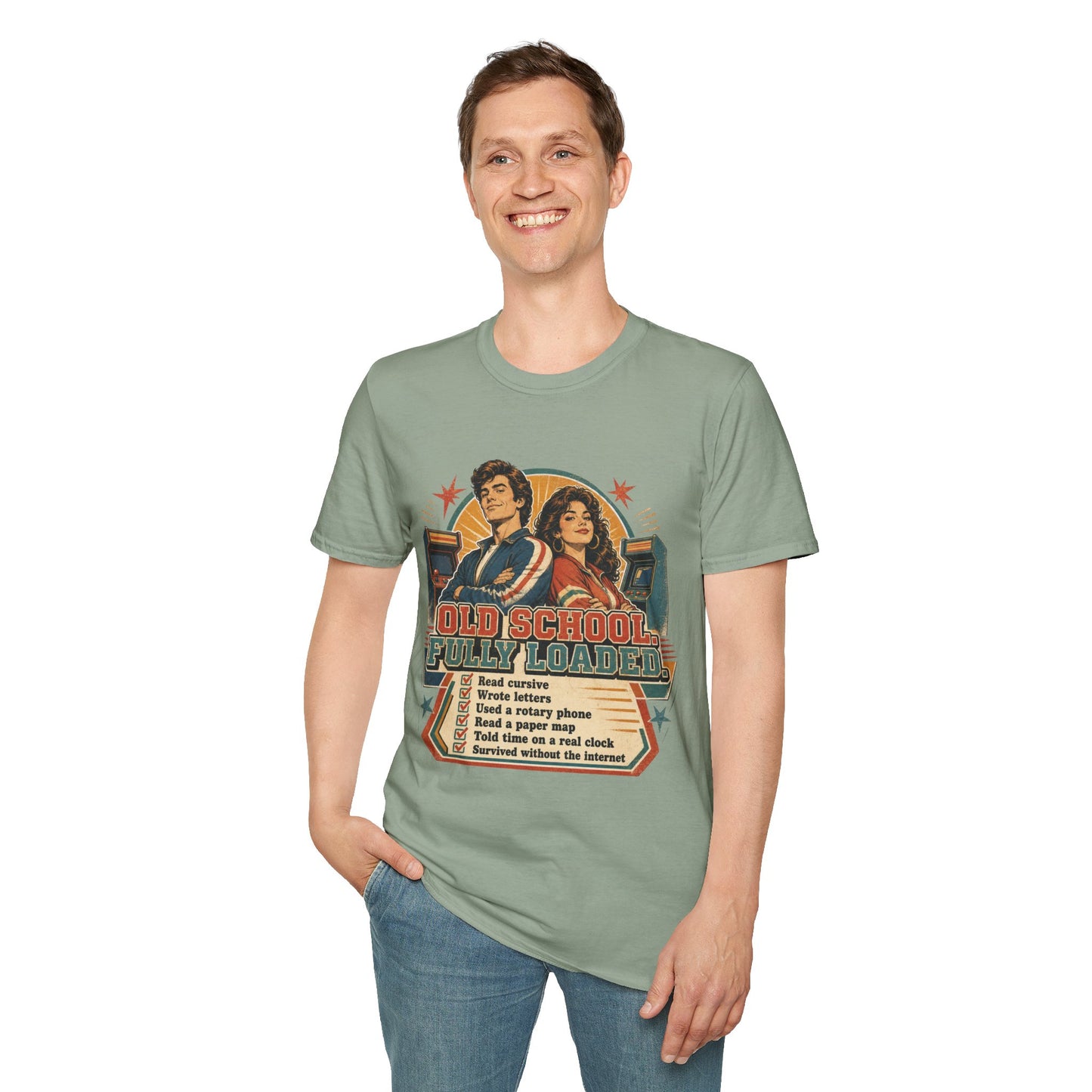 T-Shirt — Retro 'Old School' Arcade Couple Vintage Gamer Tee