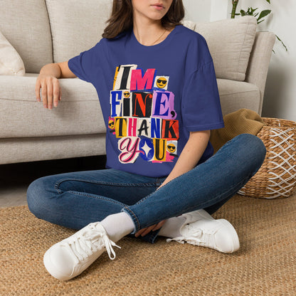 T-Shirt — "I'M FINE, THANK YOU" Retro Collage Graphic Tee