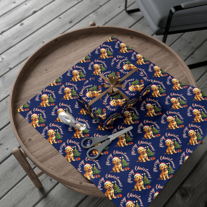Wrapping Paper — Cute Golden Retriever Christmas Gift Wrap