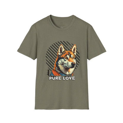 Pure Love Unisex Softstyle T-Shirt - Orange Dog Design