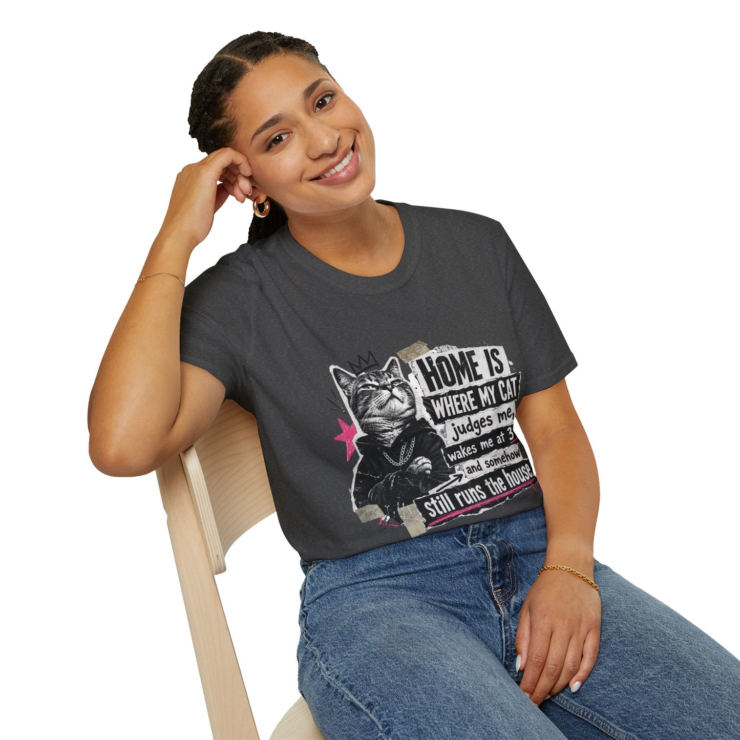 Cat T-Shirt — "Home Is Where My Cat Judges Me" Funny Graphic Tee