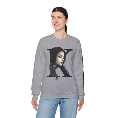 Letter K, Stylish Artistic Sweatshirt, Trendy Crewneck, Graphic Sweater, Cozy Unisex Top, Unique Gift for Art Lovers, Everyday Comfort