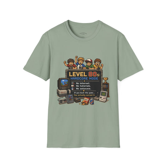 80s Level Up T-Shirt — 'Level 80s: Hardcore Mode' Retro Gaming Tee
