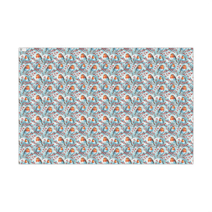 Robin & Berries Gift Wrap Paper — Winter Holiday Wrapping Sheets