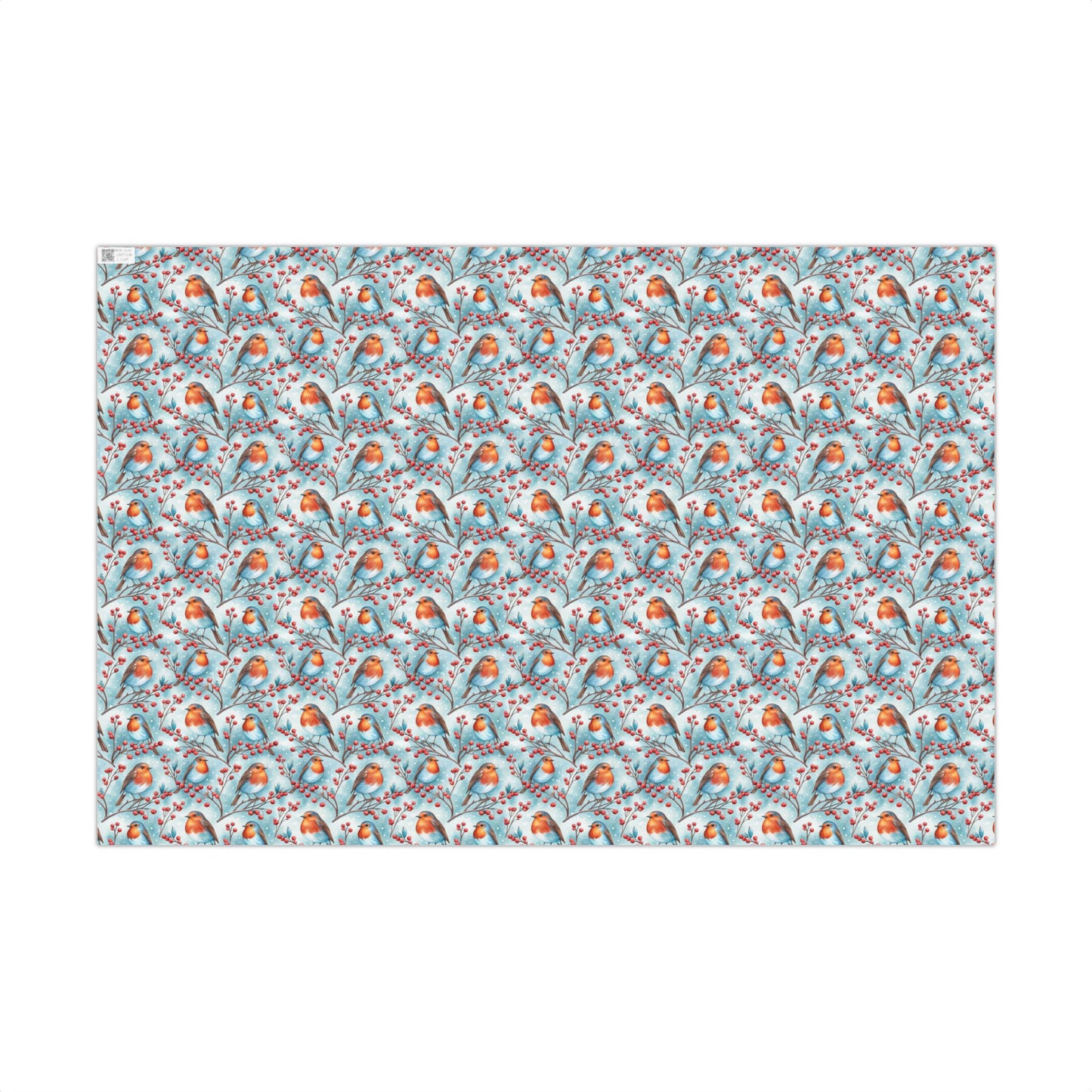 Robin & Berries Gift Wrap Paper — Winter Holiday Wrapping Sheets