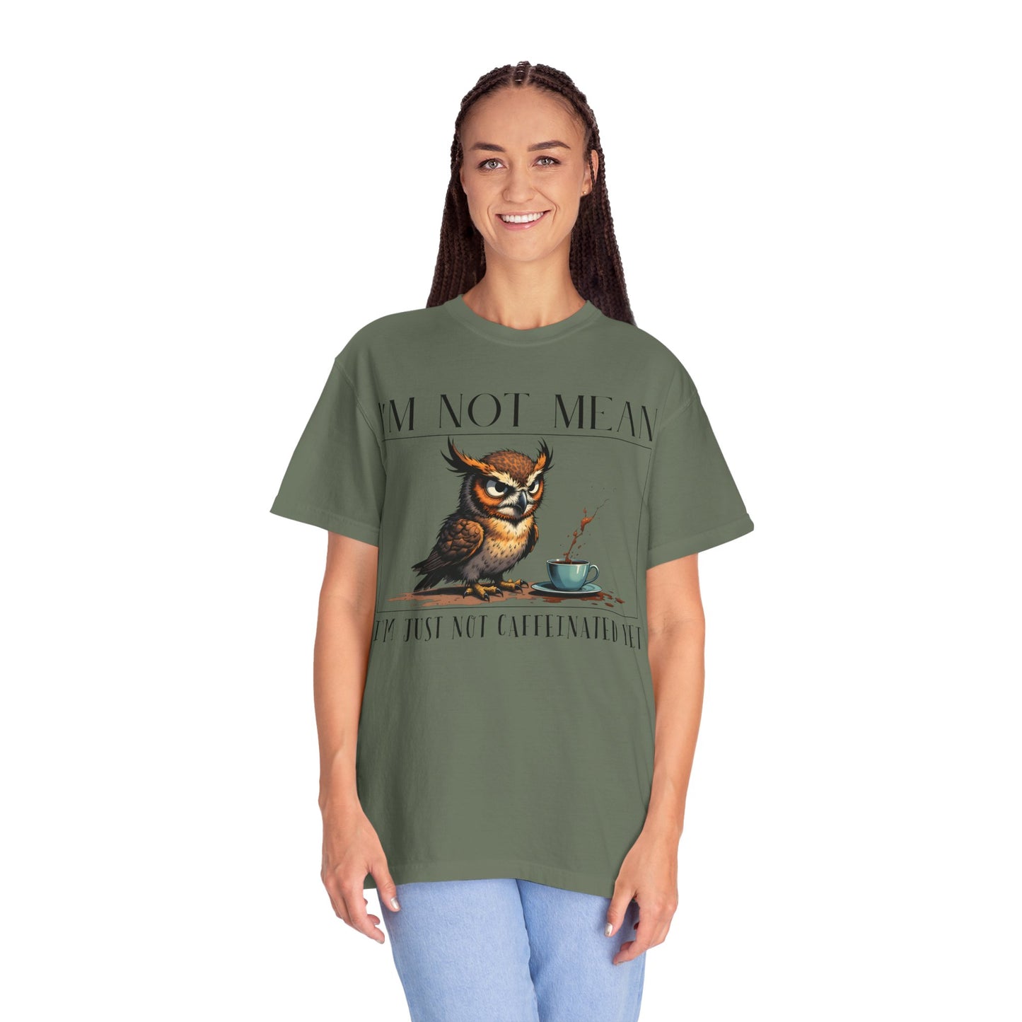 I'm Not Mean Owl T-Shirt — Funny Coffee Owl Tee for Coffee Lovers