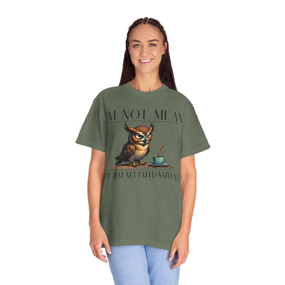 I'm Not Mean Owl T-Shirt — Funny Coffee Owl Tee for Coffee Lovers