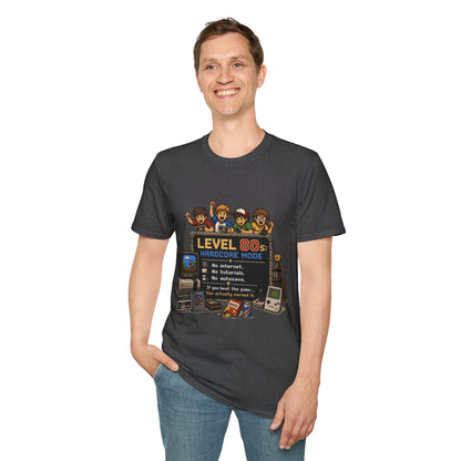 80s Level Up T-Shirt — 'Level 80s: Hardcore Mode' Retro Gaming Tee