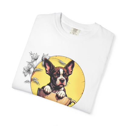 Coffee Pup Unisex Garment-Dyed T-shirt - Cute Dog Lovers Tee