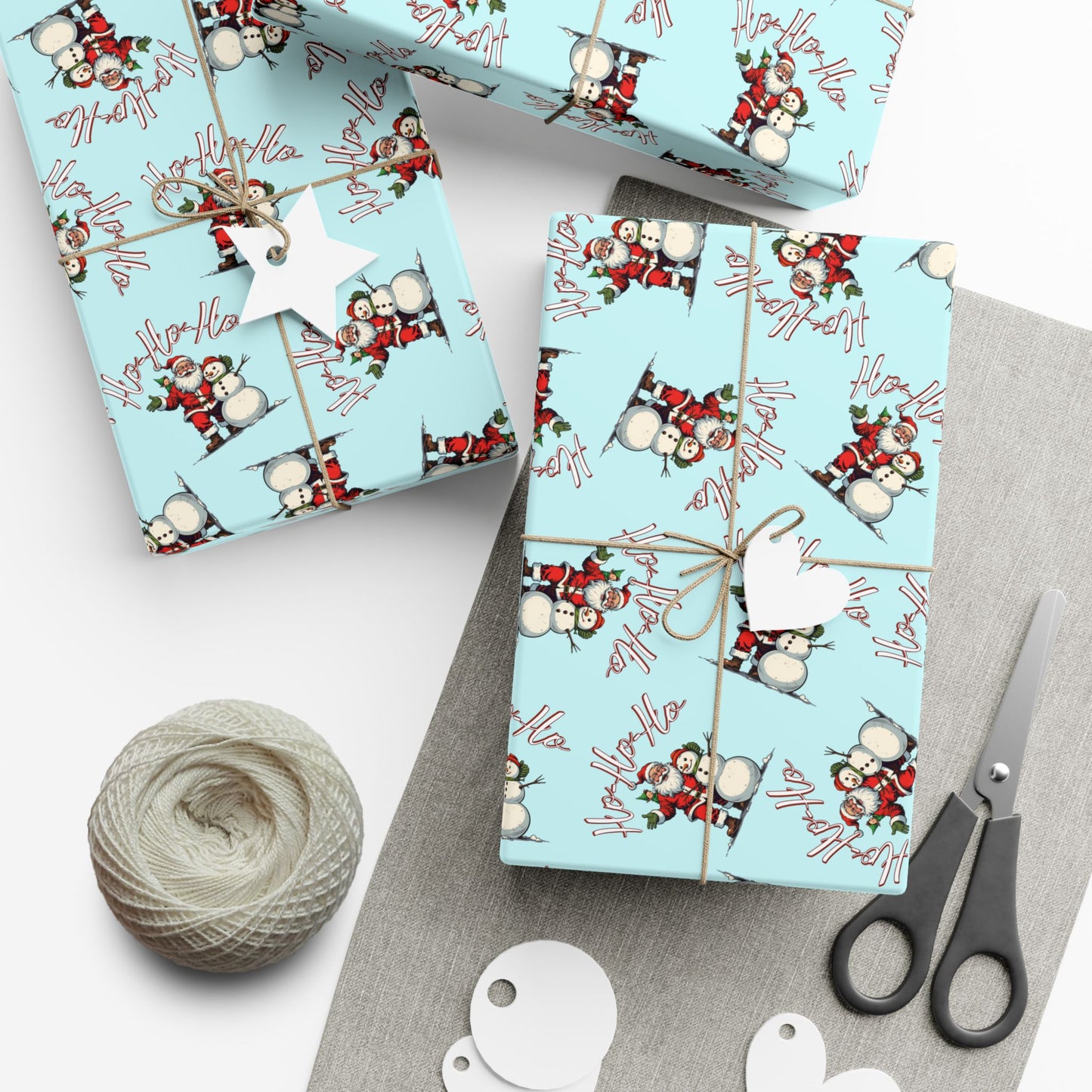 Christmas Snowman Gift Wrap Paper – Light Blue Holiday Wrapping Sheets