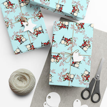 Christmas Snowman Gift Wrap Paper – Light Blue Holiday Wrapping Sheets