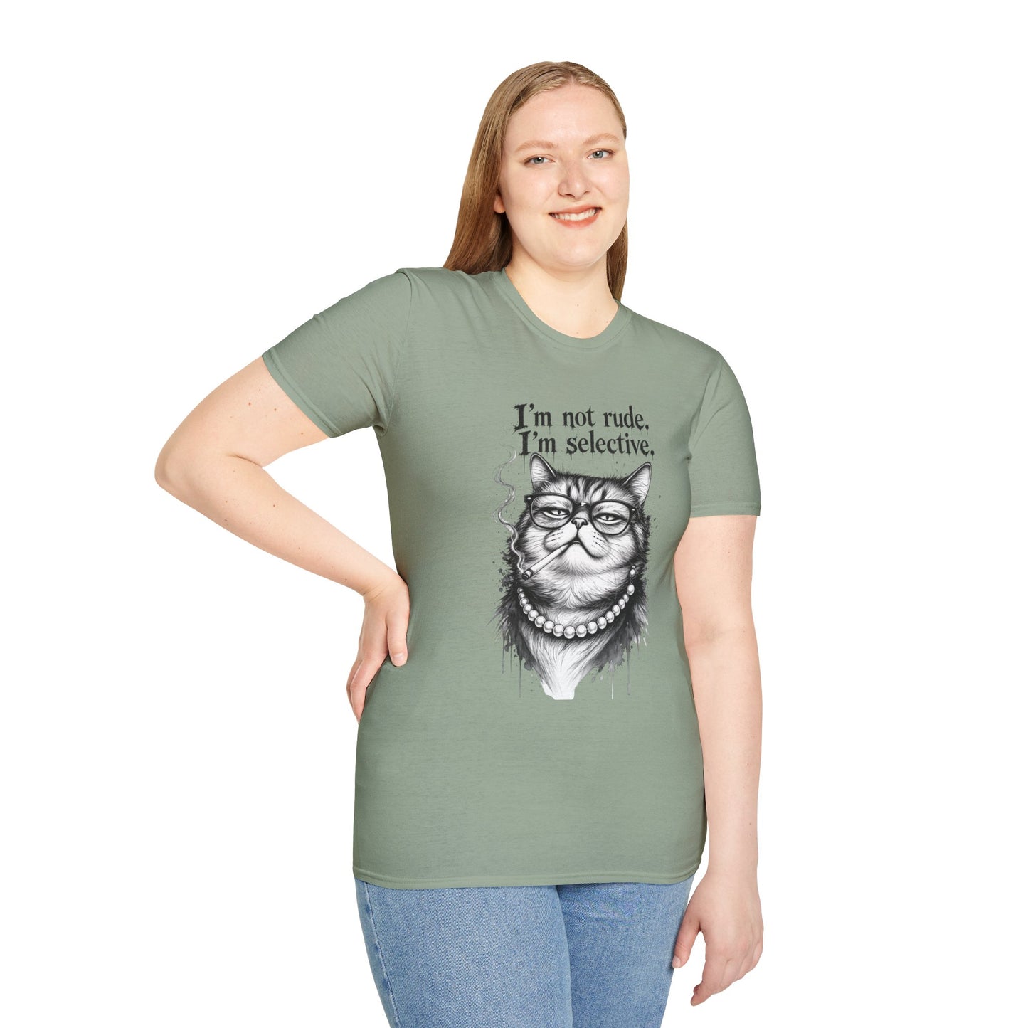 Cat Graphic T‑Shirt — "I'm Not Rude, I'm Selective" Funny Cat Tee