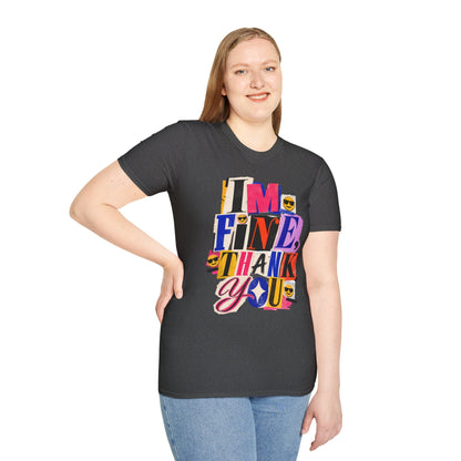 T-Shirt — "I'M FINE, THANK YOU" Retro Collage Graphic Tee