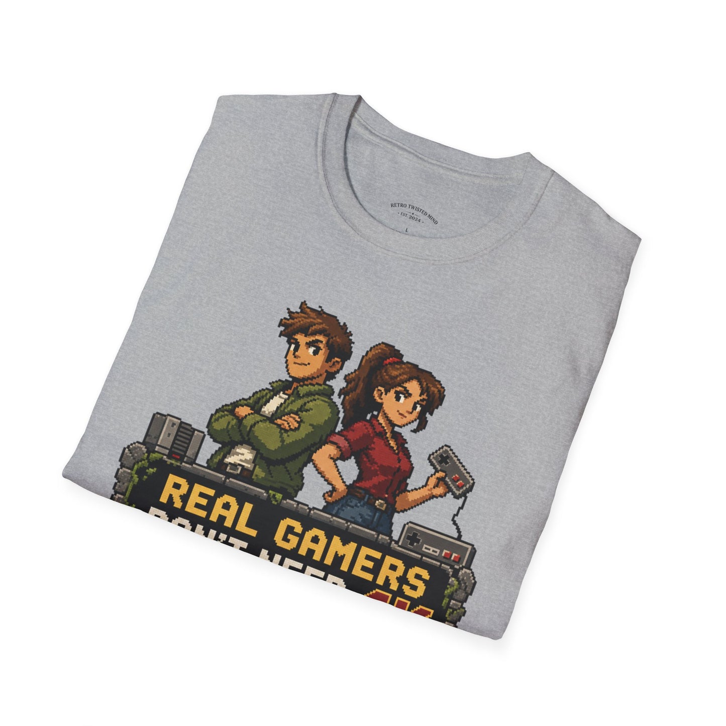 T-Shirt — Retro Pixel 'Real Gamers Don't Need 4K' Graphic Tee