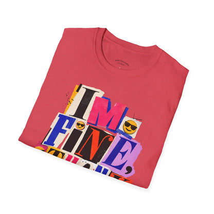T-Shirt — "I'M FINE, THANK YOU" Retro Collage Graphic Tee
