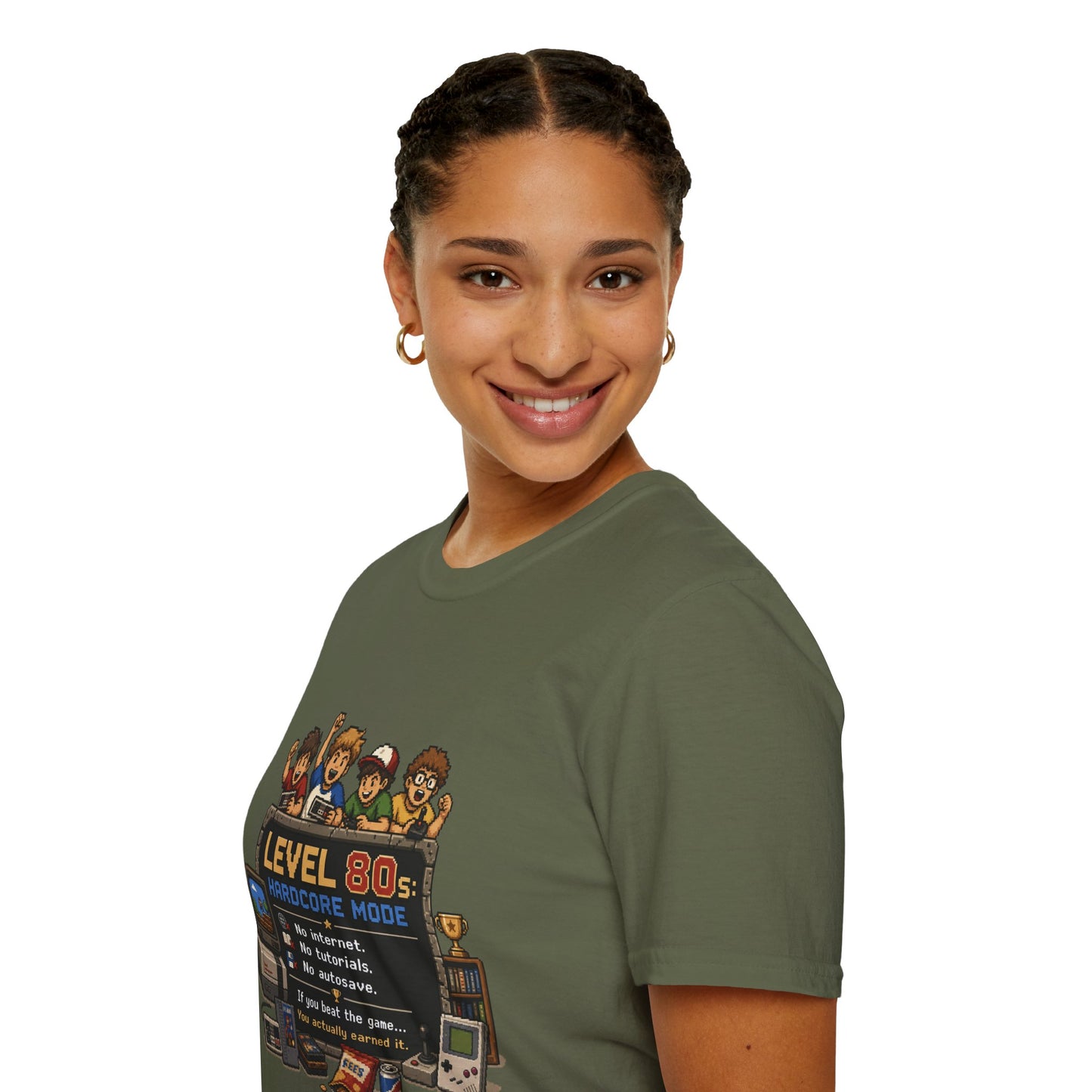 80s Level Up T-Shirt — 'Level 80s: Hardcore Mode' Retro Gaming Tee
