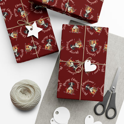 Christmas Dog Pattern Gift Wrap Paper — Festive Red Wrapping Sheets