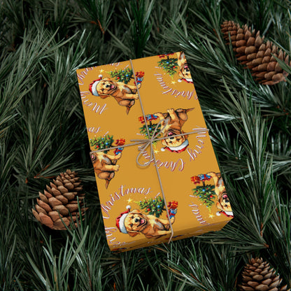Christmas Puppy Gift Wrap Paper — Cute Holiday Dog Pattern Wrapping Sheets