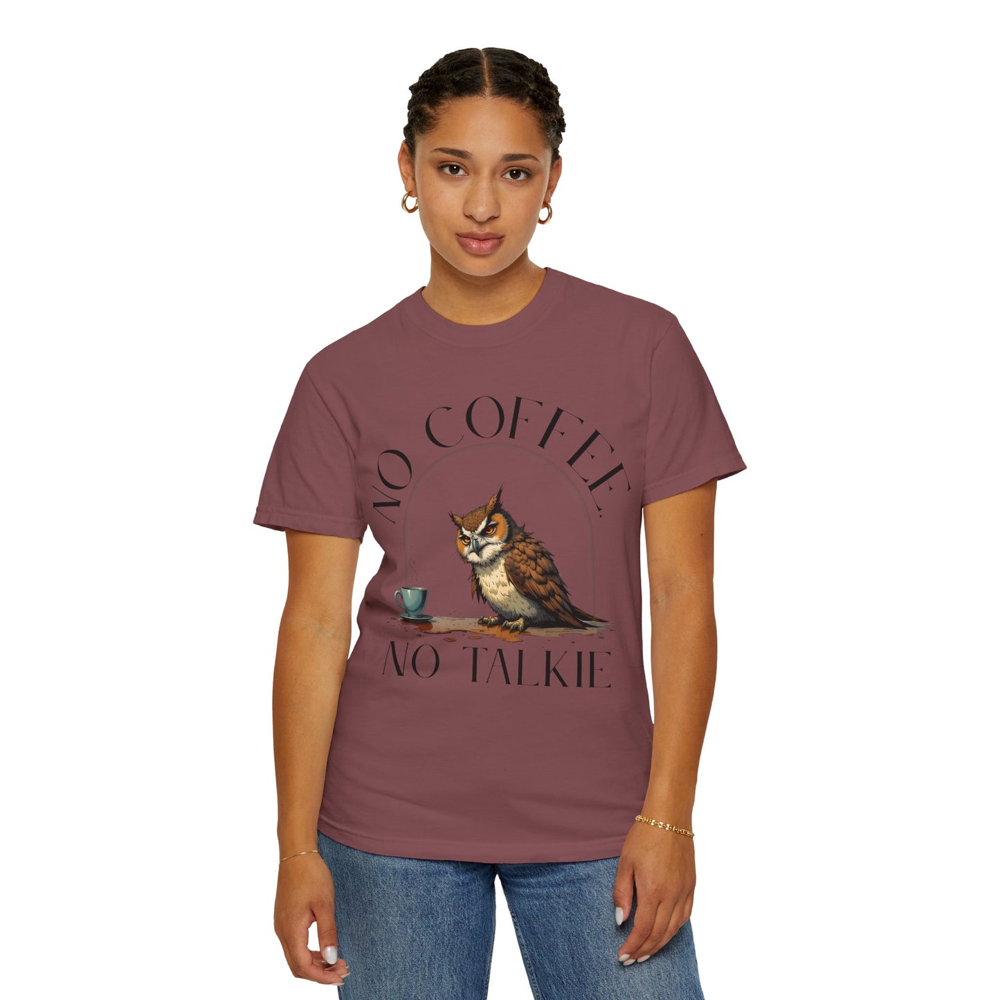 No Coffee No Talkie T-Shirt — Funny Owl Coffee Tee