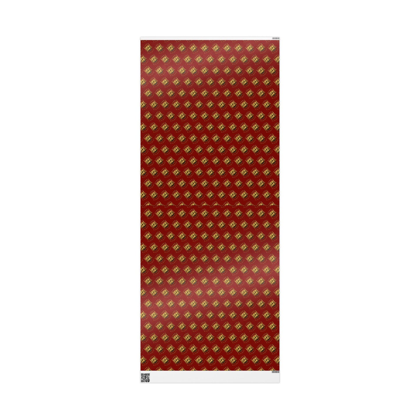 Wrapping Paper Roll — Red & Gold Leaf Pattern Holiday Gift Wrap