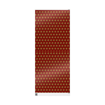 Wrapping Paper Roll — Red & Gold Leaf Pattern Holiday Gift Wrap