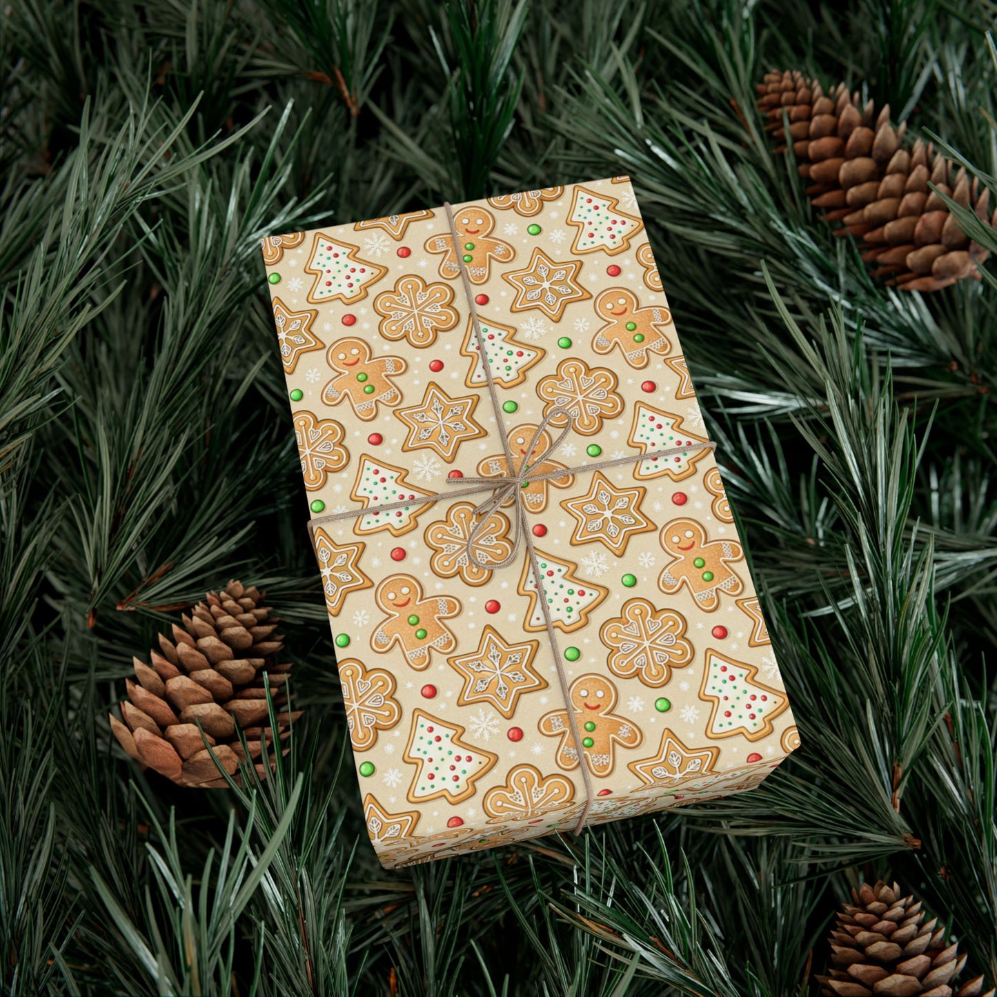Gingerbread Pattern Gift Wrap Paper — Festive Holiday Wrapping Sheets