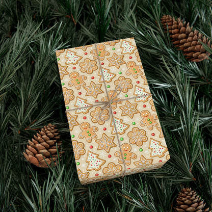 Gingerbread Pattern Gift Wrap Paper — Festive Holiday Wrapping Sheets