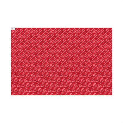 Holiday Gift Wrap Paper – Red 'Happy Holidays' Script Pattern