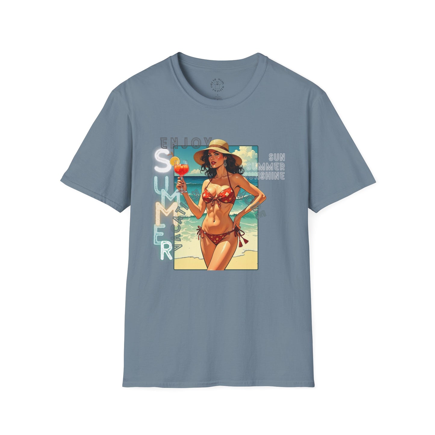Enjoy Summer Vintage T-Shirt - Unisex Softstyle Tee for Beach Lovers