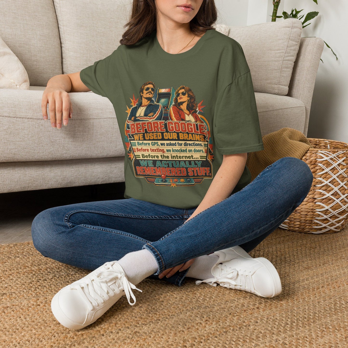 Before Google T-Shirt — Retro Vintage "We Used Our Brains" Graphic Tee