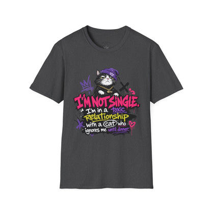 T‑Shirt — “I’m Not Single: I’m in a Toxic Relationship with a Cat” Graphic Tee