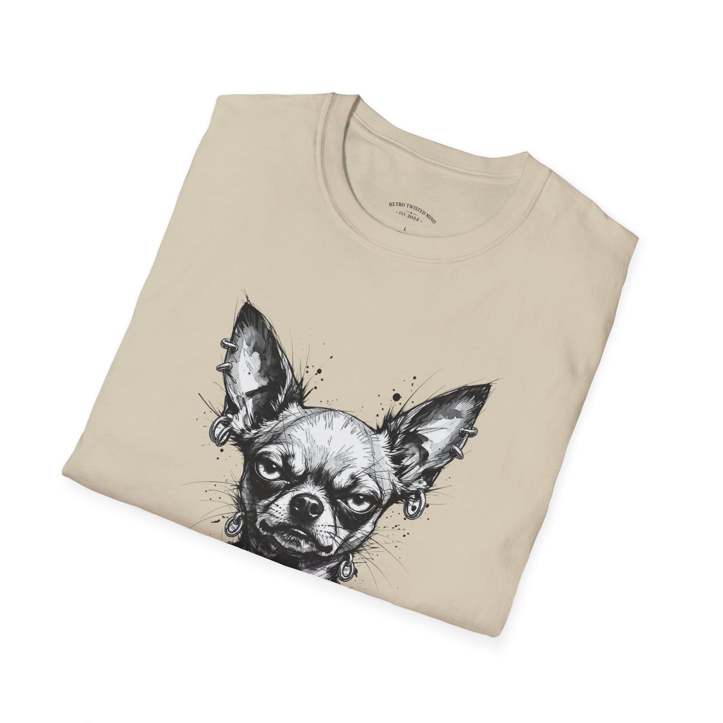 Chihuahua Portrait T‑Shirt — Expressive Black & White Dog Art Tee