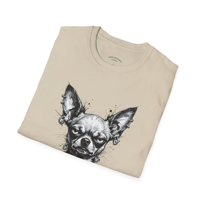 Chihuahua Portrait T‑Shirt — Expressive Black & White Dog Art Tee