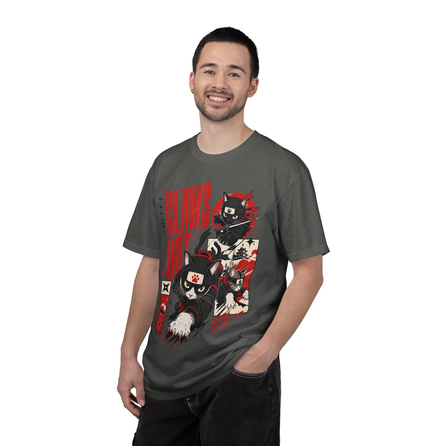 Claws Out Cat Graphic T-Shirt — Retro Ninja Kitties Tee