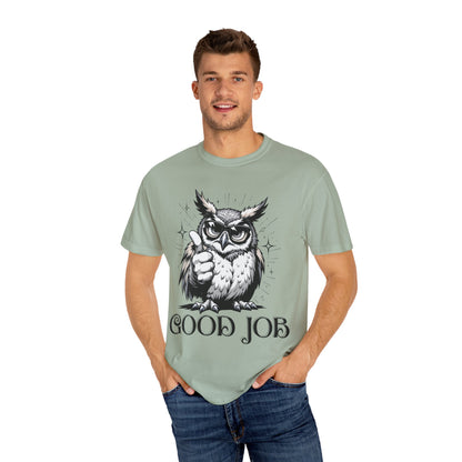 Good Job Owl T-Shirt — Thumbs-Up Retro Owl Graphic Tee