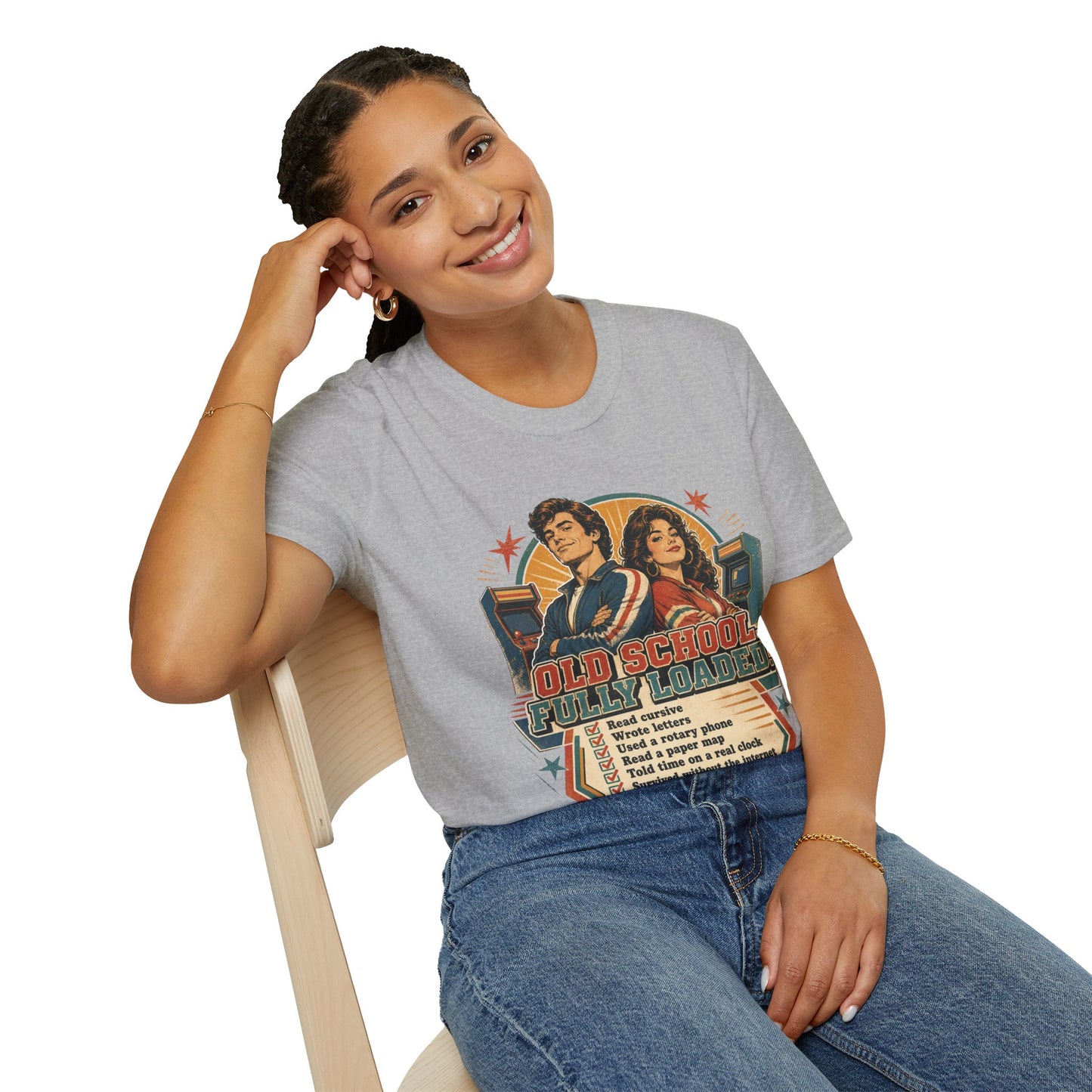 T-Shirt — Retro 'Old School' Arcade Couple Vintage Gamer Tee