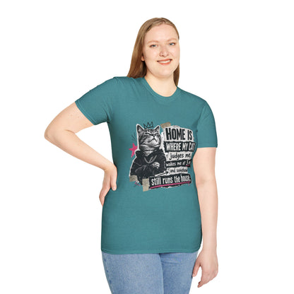Cat T-Shirt — "Home Is Where My Cat Judges Me" Funny Graphic Tee