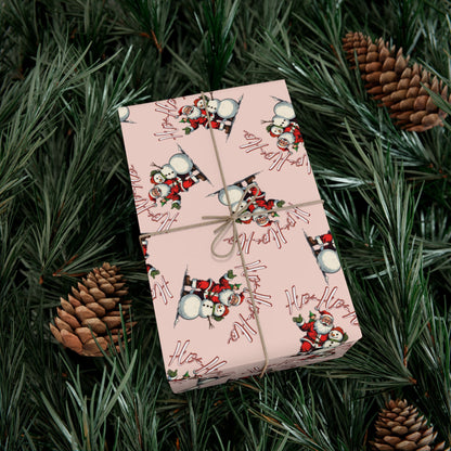 Gift Wrap Paper — Pink Snowman Pattern Holiday Wrapping Paper