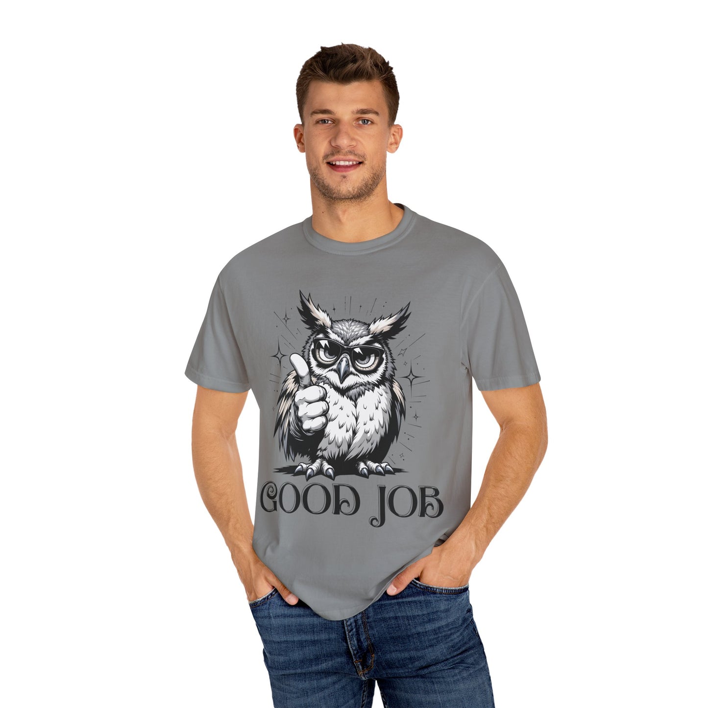 Good Job Owl T-Shirt — Thumbs-Up Retro Owl Graphic Tee